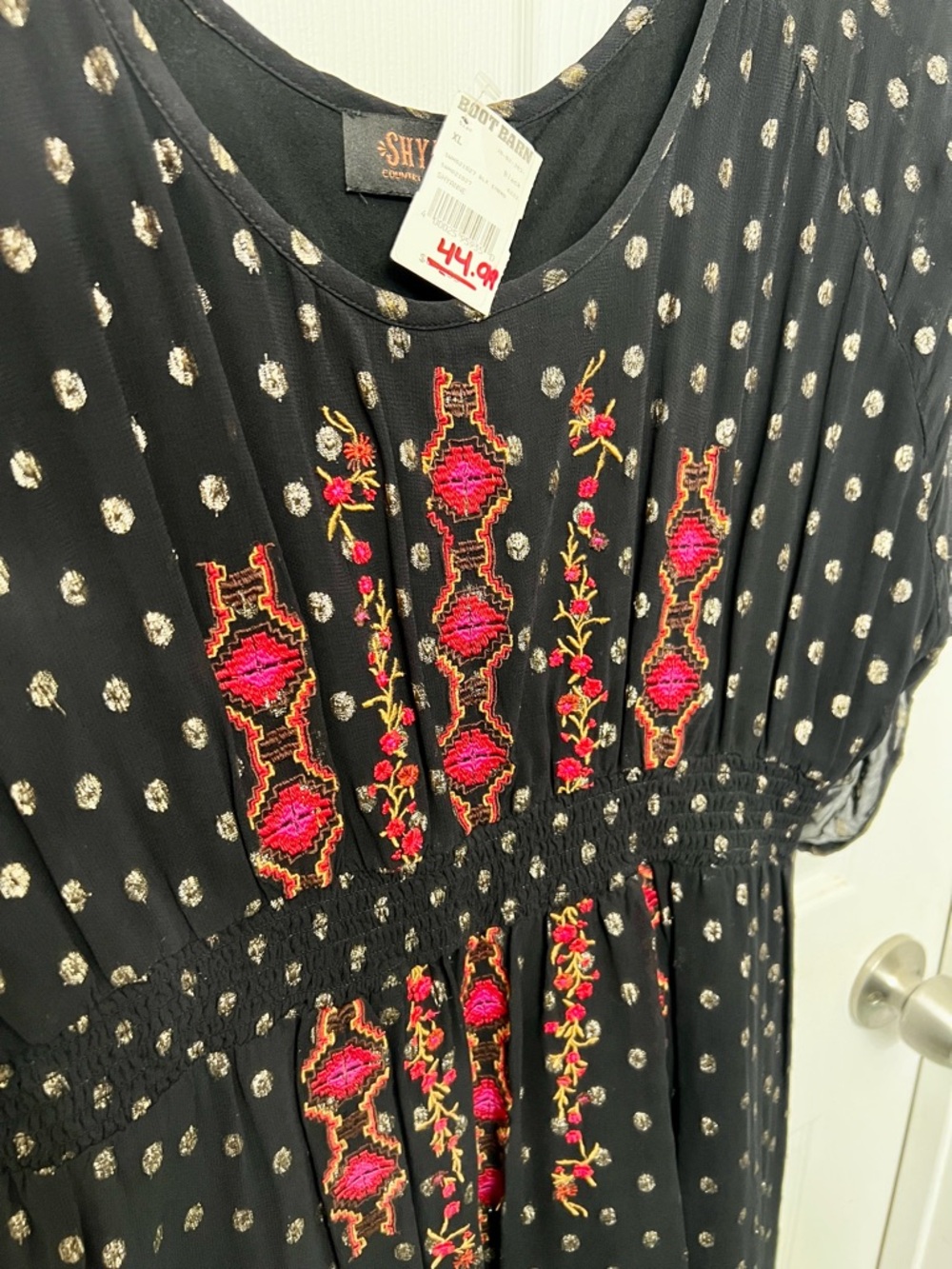 Shyanne Black Dress with Pink & Red Embroidery from Boot Barn